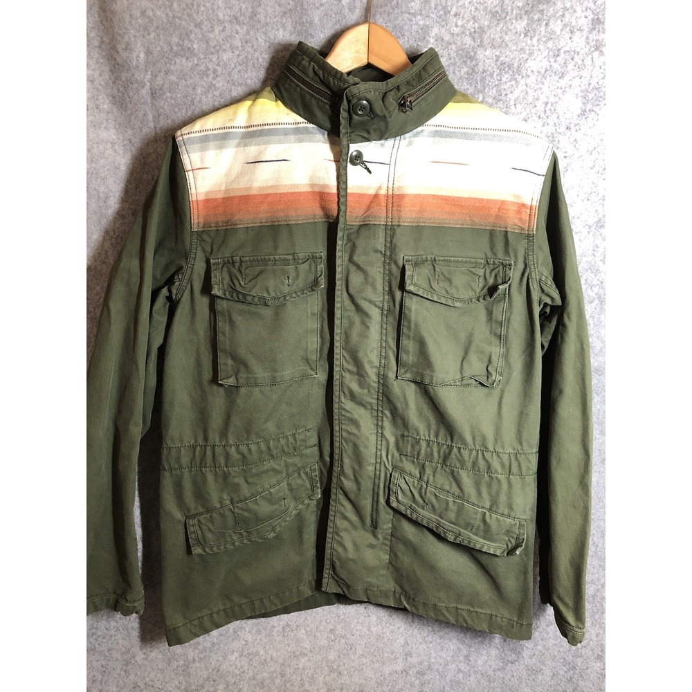 Gap Jacket Medium Green Military Field Utility Serape Stripe Southwestern Aztec